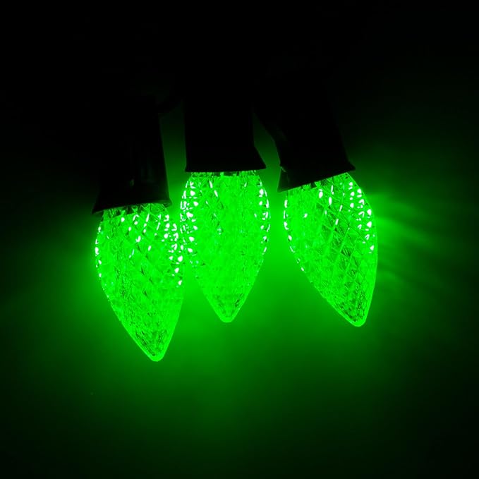 Meconard C7 Led Replacement Christmas Light Bulbs, C7 Shatterproof Led Bulbs for Christmas Indoor Outdoor String Lights, E12 Candelabra Base, Commercial Grade Holiday Light Bulbs, Green, 25 Pack - Bloomnest
