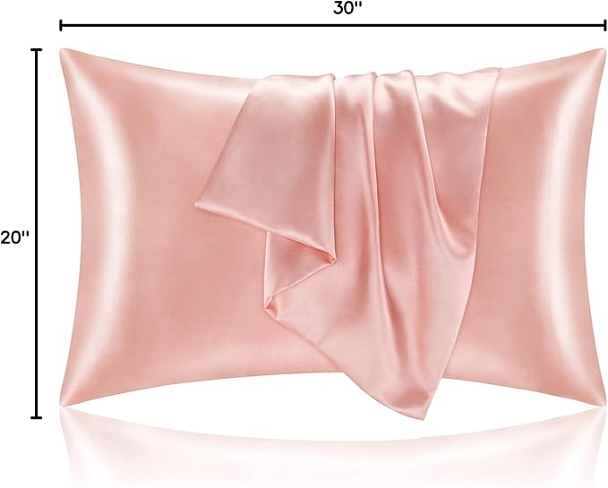 BEDELITE Satin Pillowcase for Hair and Skin, Super Soft and Cooling Similar to Silk Pillow Cases 2 Pack with Envelope Closure, Gift for Women Men(20"x30" Queen Size, Coral) - Bloomnest
