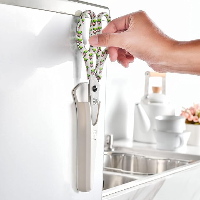 Linoroso Kitchen Scissors Heavy Duty Kitchen Shears with Magnetic Holder Made with Japanese Steel 4034, Multipurpose Ultra Sharp Cooking Scissors for Meat/Vegetables/BBQ/Herbs/Pizza (Graphic,Chili) - Bloomnest