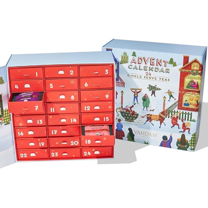 VAHDAM, Advent Calendar 2026 Tea Bags (240g/8.47oz) Limited Edition Holiday Gift Box - 24 Flavors, 5 Each | Christmas Advent Calendar 2026 for Adults | Advent Calendar 2026 Adult Women and Men - Bloomnest