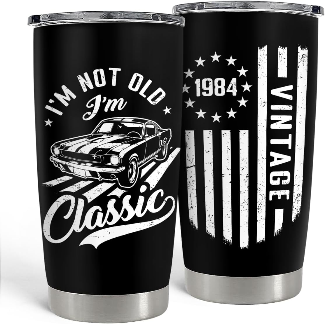 SANDJEST Tumbler for Men I’m Not Old I’m Classic 20oz 30oz Insulated Stainless Steel Coffee Cup Travel Mug Gift for Dad Grandpa Husband Father's Day Christmas Birthday