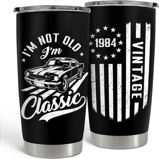 SANDJEST Tumbler for Men I’m Not Old I’m Classic 20oz 30oz Insulated Stainless Steel Coffee Cup Travel Mug Gift for Dad Grandpa Husband Father's Day Christmas Birthday
