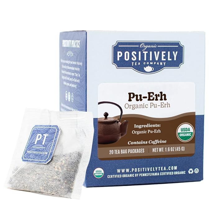 Organic Positively Tea Company, Pu-Erh, Black Tea Bags, 20 Count - Bloomnest