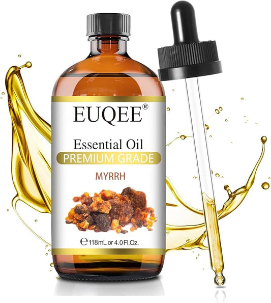 EUQEE Myrrh Essential Oil, Premium Myrrh Oil with Glass Dropper for Aromatherapy, Diffuser, Soap Candle Making - 4 Fl oz/ 118ML - Bloomnest
