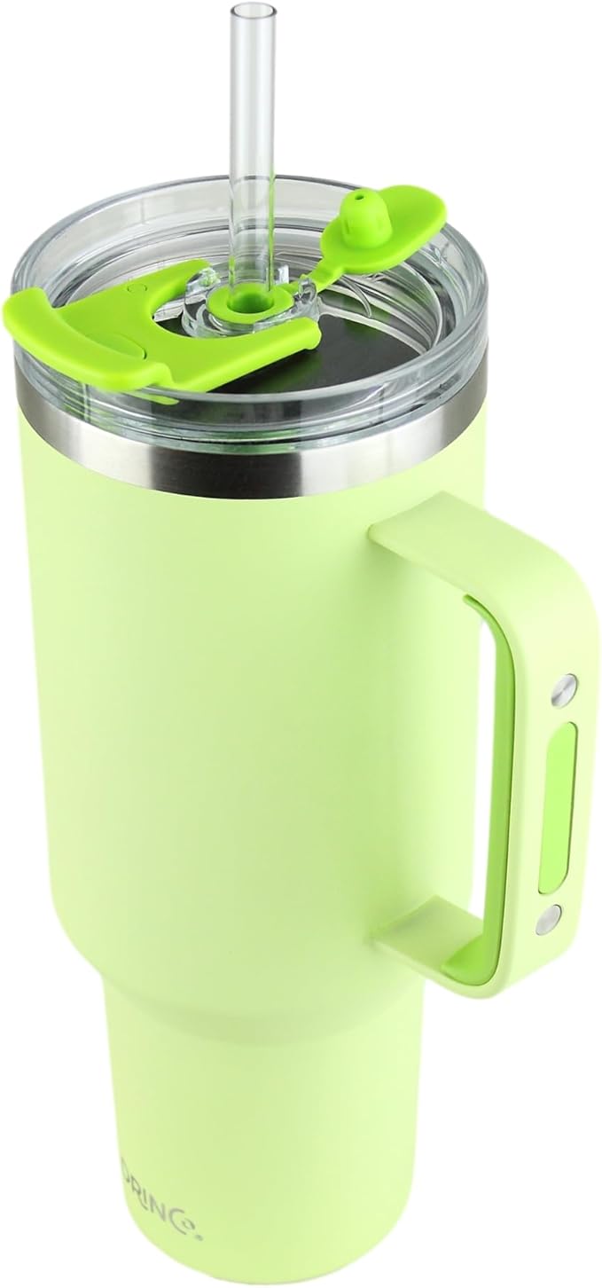 Drinco 40oz 30 oz Tumbler with Handle, Straw Lid, Insulated Stainless Steel Travel Mug Water Bottle Ice Coffee Cup For Cold and Hot, BigSur (30oz Kiwi) - Bloomnest