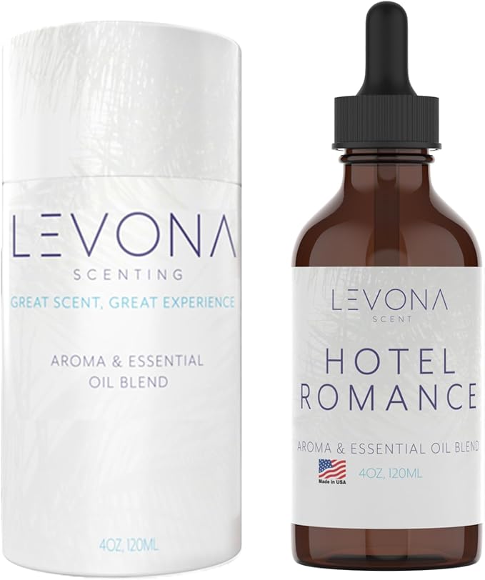 Levona Scent Essential Oil - Aroma for Home, Office, Hotel & Spa, Ideal for Humidifiers & Diffusers, Fragrance with Grapefruit Peel, Fresh Lemon, Litsea - 120ml / 4 fl oz, Hotel Romance LEVONASCENT