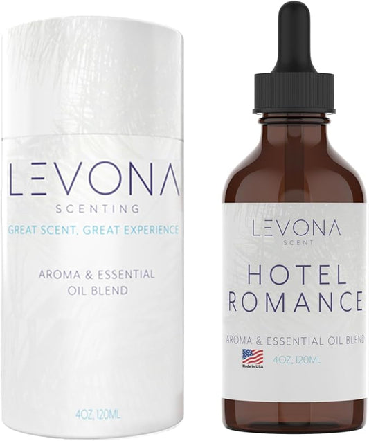 Levona Scent Essential Oil - Aroma for Home, Office, Hotel & Spa, Ideal for Humidifiers & Diffusers, Fragrance with Grapefruit Peel, Fresh Lemon, Litsea - 120ml / 4 fl oz, Hotel Romance LEVONASCENT