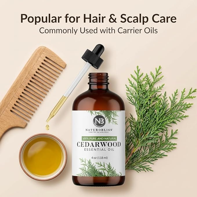 NaturoBliss Cedarwood Essential Oil – Huge 4 Fl Oz – 100% Pure and Natural – Premium Grade Essential Oil for Diffuser and Aromatherapy, Skin, Massage, Candle and Soap Making Fragrance - Bloomnest