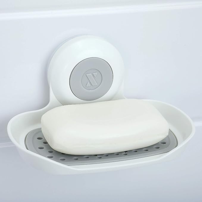 SlipX Solutions Strong Hold Soap Saver, Suction Cup Soap Holder, Must Have Universal Kitchen & Bathroom Shower Accessories, White - Bloomnest