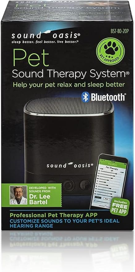 Sound Oasis Pet Bluetooth Sound Machine, 20 Dr Developed Calming Sounds to Soothe, Relax, Separation, Anxiety, Stress Relief, Sleep for Canine, Puppy, Dog, Cat for Storms, Fireworks, Barking, Travel - Bloomnest