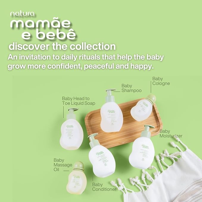 Natura - Mamãe e Bebê Baby Massage Oil - 100% Vegan - Safe & Gentle Lightweight Formula - 99% Natural Origin - All Skin Types - Cruelty Free - Brazilian Beauty - Baby Essentials - 3.38 fl oz (100ml) - Bloomnest
