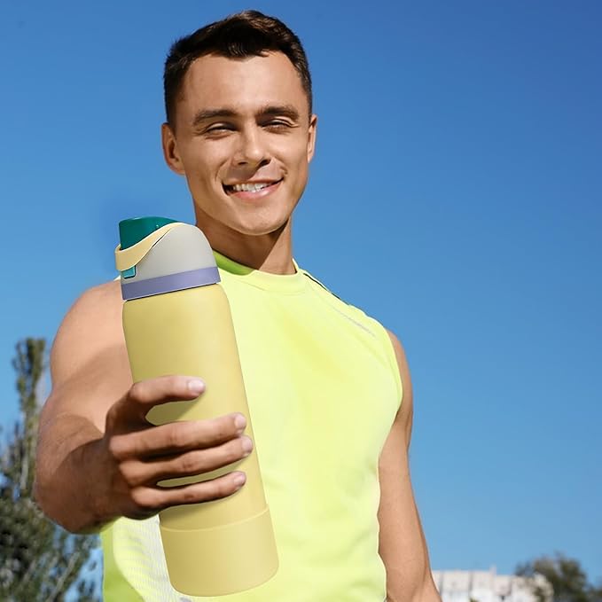 2PCS Silicone Water Bottle Boot, Compatible with Owala 24oz 32oz 40oz, Protective Anti-Scratch & Anti-Dent No Noise Sleeve Cover for FreeSip/Twist/Flip Water Bottles (Sunny Daze, 24oz) BKBY