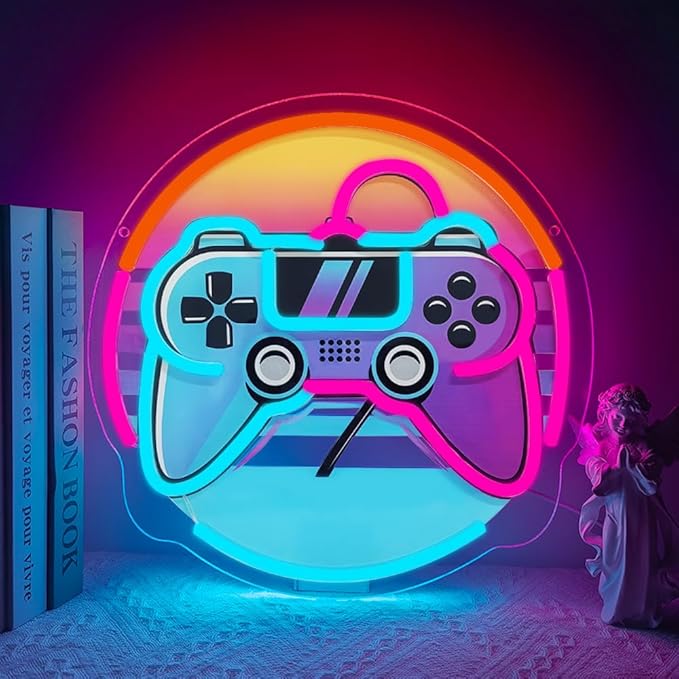 Gamer Neon Sign, Gaming Neon Sign for Gamer Room Decor Game LED Lights for Bedroom Wall Decor Gamepad Dimmable Neon Gaming Sign for Party Decorations Teen Boys Gift USB Powered(12.6"*12.6") - Bloomnest