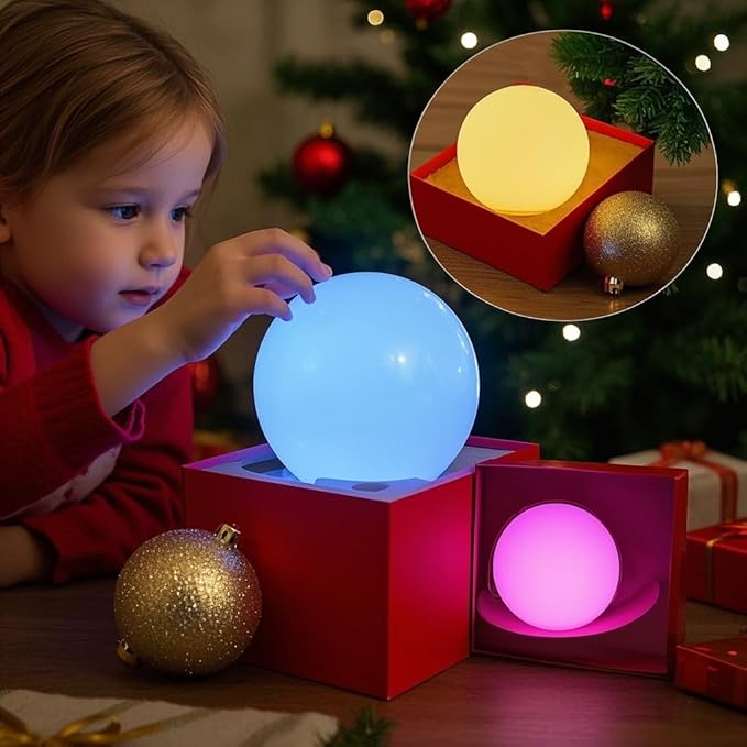 LED Ball Light, 6-inch Glowing Orb Light, Rechargeable Globe Lamp, Dimmable Mood Light W/Remote, Waterproof Ambient Lighting Lamp for Desk Bedroom Bathroom Patio - Bloomnest