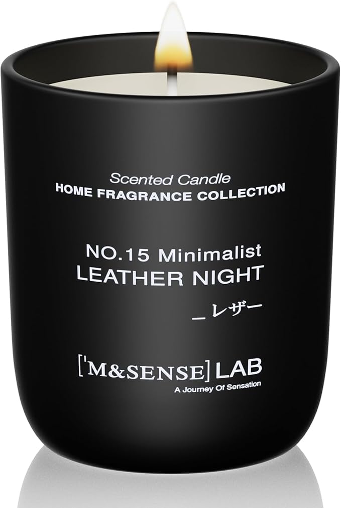 M&SENSE Natural Soy Candle| Leather Night | 5.3 oz | Minimalist Scented Candle for Relaxation, Gifting, Home Décor | for Bedroom, Office, Party Small - Bloomnest