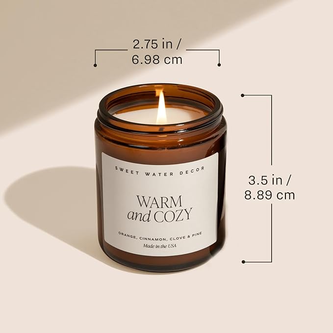 Sweet Water Decor Fall Candles for Home Scented - Hand Poured Soy Wax Autumn Candle with Apple & Cinnamon Scent - 40 Hour Burn Time Long Lasting Fall Candles Soy - Amber Glass Jar for Candle Decor - Bloomnest