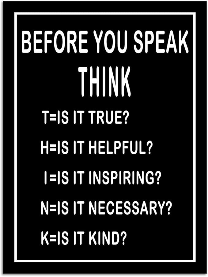 Inspirational Posters Office Wall Decor Motivational Canvas Wall Art Modern Inspiring Quotes Before You Speak Think Picture Prints Paintings Artwork Home Decor Living Room Framed [18''Wx 24''H] - Bloomnest