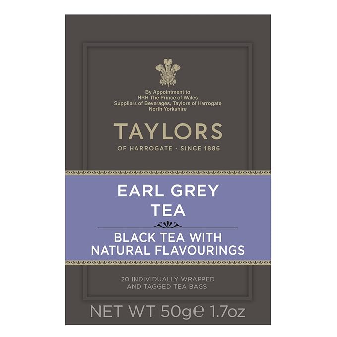 Taylors of Harrogate Earl Grey, Black Tea, Individually Wrapped Bags, Fragrant, Delicate & Light, Caffeinated, Enjoy Hot or Iced, Teabags, 20 Count (Pack of 2) - Bloomnest