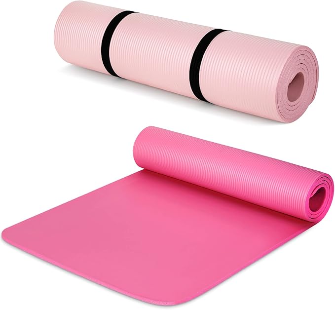 Woanger 2 Pack Yoga Mats (72x24) 3/8 Inch Thick Exercise Yoga Mat for Home Workout with Strap Non Slip Pilates Gym Supplies for Women Men - Bloomnest