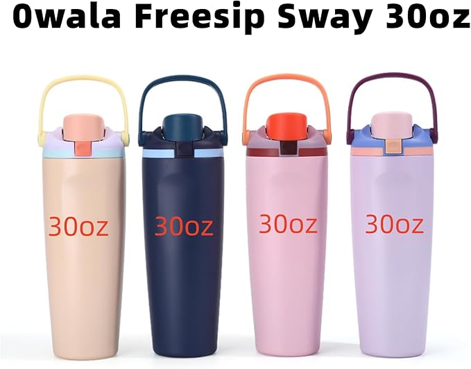 6Pcs Food Grade Straw Replacement Compatible With Owala FreeSip Sway 30oz Water Bottle, With 1 Straw Cleaner, Reusable Black Drinking Straws Fit for Owala Freesip Sway 30oz GL-Auking