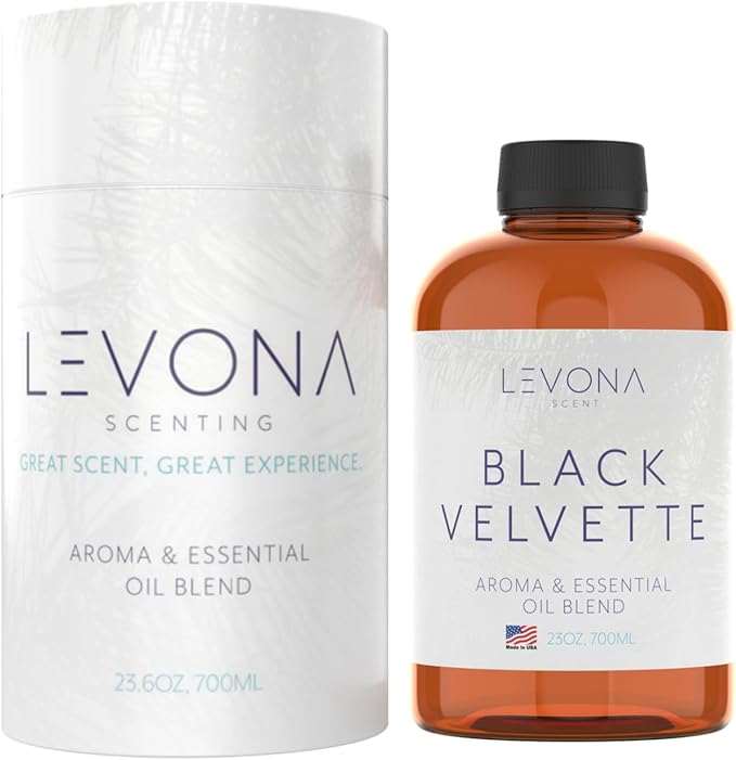 Levona Scents Oil Diffuser Essential Oils: Fragrance Oil for Diffuser - Black Velvette Diffuser Oils Scents - Woody Citrus with Herbal Floral Essential Oil Blends, Oakmoss, White Musk & Sandalwood LEVONASCENT