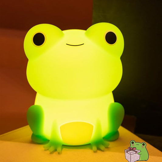 Night Light for Kids, Frog Lamp with Cute Frog Stickers, Night Lamp Bedroom Nightlight for Baby Girl Boy Teem, Silicone Animal Night Lamp Christmas Birthday Gifts, Room Decor (Frog Gifts) - Bloomnest