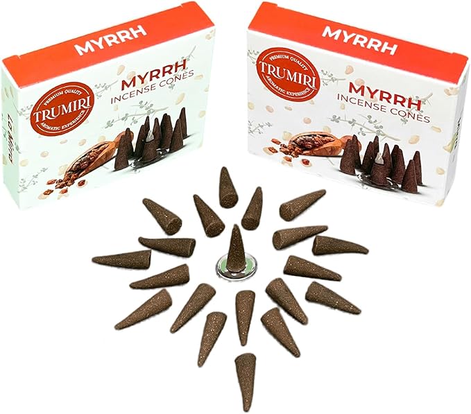 TRUMIRI Myrrh - Scented Incense Cones - Total 20 Cone Incense - Dual Pack of 10 Insence Cones - Incense Cones Scented - Cone Incense Scents - Insense Cones - Incent Cone TRUMIRI