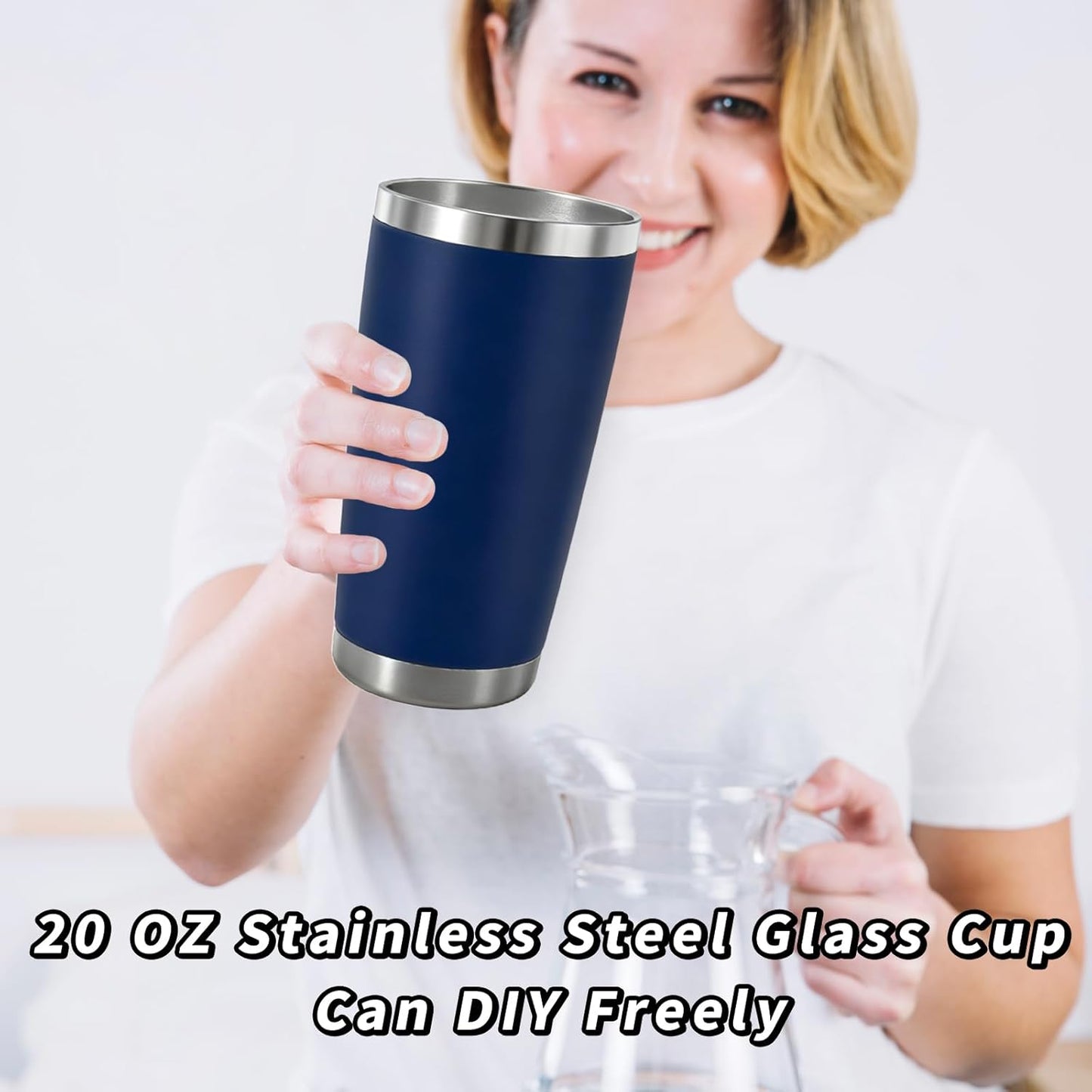 1 Packs, 20oz Stainless Steel Tumbler with Lid, Leakproof Double Wall Travel Mug for Hot/Cold Drinks, Home Office Outdoor Party Use, Durable Powder Coated Insulated Cup/Dark Blue