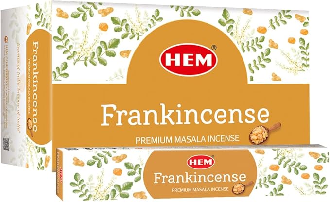 Hem Frankincense Masala Incense Sticks | Natural Fragrance of Sandalwood for Positivity | Smudge Healing Incense for Stress Relief & Cleansing | Gift Set - Pack of 12 (15 GMS Each) HEM