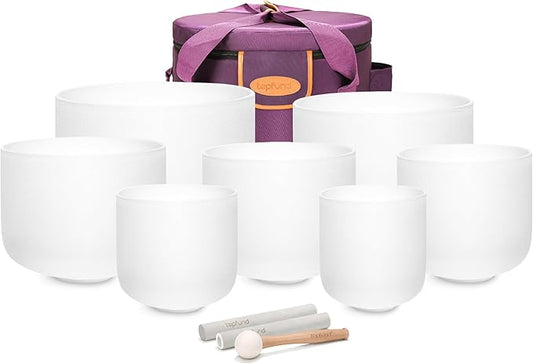 TOPFUND 6-12 inch Chakra Set of 7 Crystal Singing Bowls with Heavy Duty Carrying Case and Singing Bowl Mallets - Bloomnest