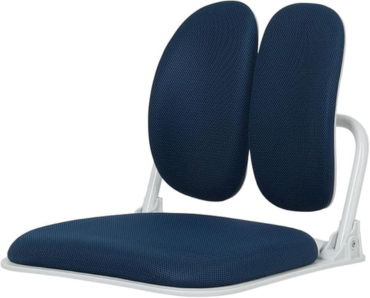 Made in Korea Dual-Backrests Ergonomic Floor Chair With Back Support - Meditation, Gaming, Reading Chair for Adults, Foldable (Blue) - Bloomnest