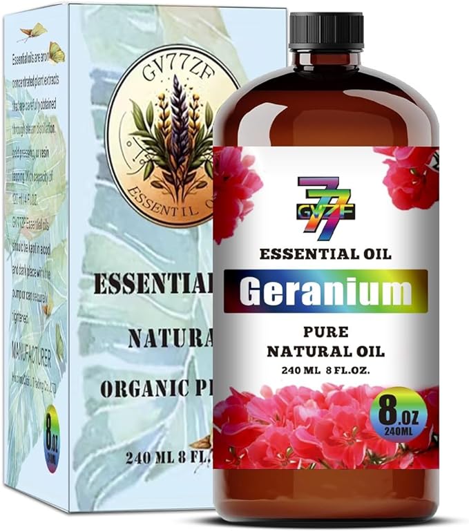 Geranium Essential Oil (8 oz / 240 ml) – Geranium Oils for diffusers, humidifiers, Home Baths, Cleaning Products, Yoga, DIY Soaps and DIY Scented Candles - Bloomnest