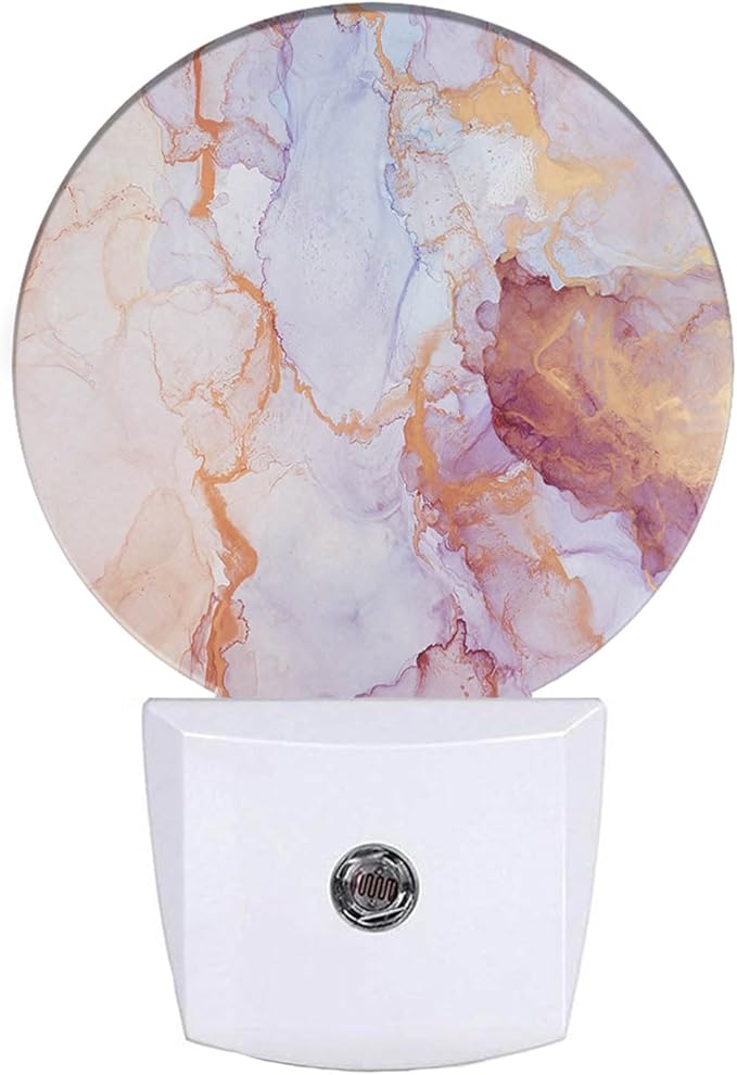 EKOBLA Marble Pattern Night Light, Plug-in Pink Wall Lamp, LED Home Decor Round Light for Girls Boys Grandma Grandpa - Bloomnest