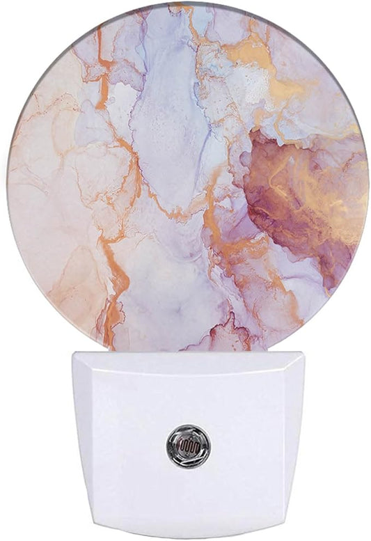 EKOBLA Marble Pattern Night Light, Plug-in Pink Wall Lamp, LED Home Decor Round Light for Girls Boys Grandma Grandpa - Bloomnest