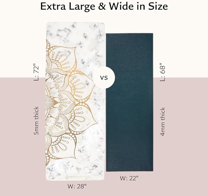 Shakti Warrior Shanti PU Yoga mat - Artist Designed, Premium eco friendly mats, Non Slip, Non Toxic, Great for Regular & Hot Yoga, Pilates and Work out (72 inch x 28 inch x 5mm Thick)k out (72 inch x 28 inch x 5mm Thick)
