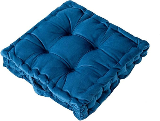 Square Floor Cushion, 15" Soft Velvet Floor Seating Pillow Cushion with Handle Thicken Decorative Floor Pillow Cushion for Yoga Living Room Balcony Outdoor Bedroom Tatami, Blue - Bloomnest