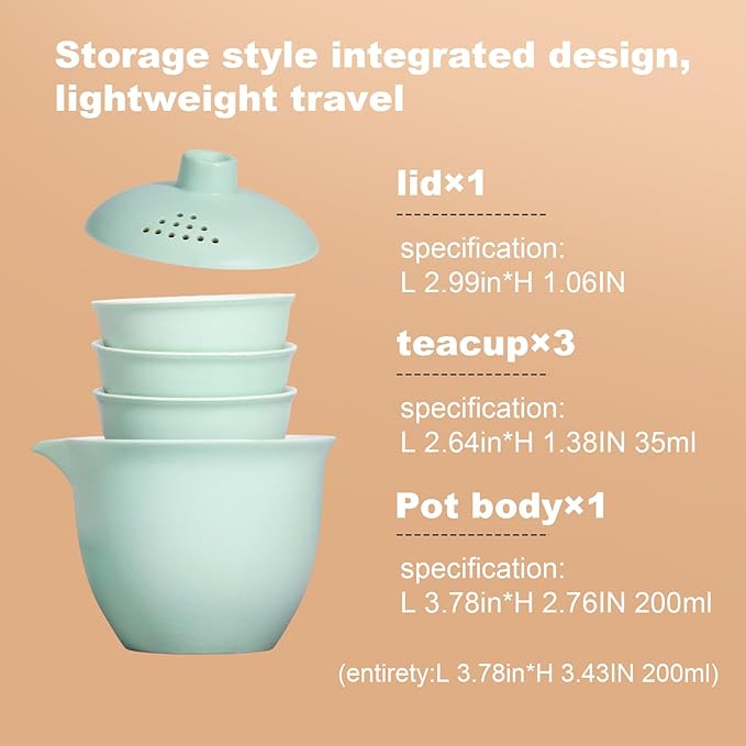 Porcelain Chinese Gongfu Tea Sets for Adults Ceramic japanese Tea Set Portable Kungfu Gaiwan Teapot and Cup Set Small Travel Teaset with Lid for Home Gifting Outdoor and Office (Blue) - Bloomnest