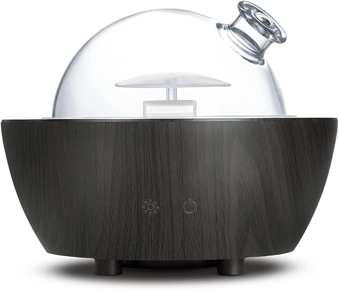 280ml Glass Essential Oil Diffuser Aromatherapy Diffusers Ultrasonic Cool Mist Humidifier with 2 Mist Modes & 7 Color LED Lights and Waterless Auto Shut-Off for Home Office Spa Bedroom,Dark Wood Grain - Bloomnest
