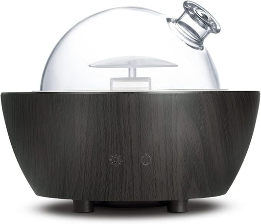 280ml Glass Essential Oil Diffuser Aromatherapy Diffusers Ultrasonic Cool Mist Humidifier with 2 Mist Modes & 7 Color LED Lights and Waterless Auto Shut-Off for Home Office Spa Bedroom,Dark Wood Grain - Bloomnest