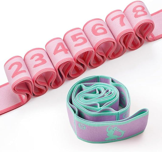 2 PCS Stretch Strap for Kids Dance Elastic Band for Children Gymnastics Stretching Strap Kids Stretching Bands Stuff Multi-Loop Adjustable Bands Stretching Resistance Ballet Bands -8 Loops