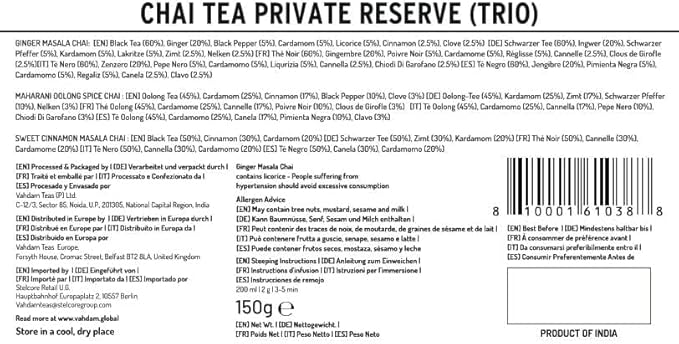VAHDAM, Oprah's Favorite Tea Gift Sets | 3 Premium Chai Teas in Golden Tin Caddy Gift Box | Exotic Chai Tea Blends | Gluten Free, Non GMO | Gifts for Men And Women - Bloomnest