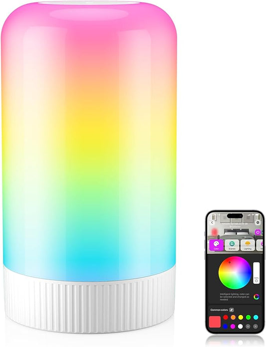 RGBICWW Smart Table Lamp, Touch Bedside Table Lamp with App Control, LED Desk Lamp with Music Sync, 30+ Scenes & 16M Colors, Color Changing Lamp for Bedroom Living Room Dimmable Night Light, White - Bloomnest