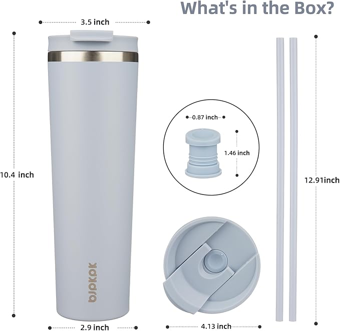 BJPKPK 34oz Stainless Steel Insulated Tumbler With lid And Straw Travel Coffee Thermal Tumblers Cup For Women And Men,Modern Blue - Bloomnest