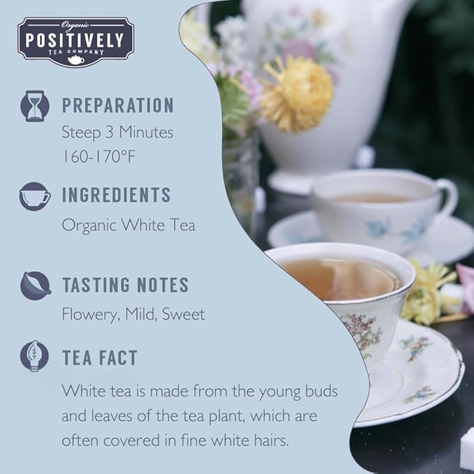 Organic Positively Tea Company, White Peony White Tea, Loose Leaf, 16 Ounce - Bloomnest