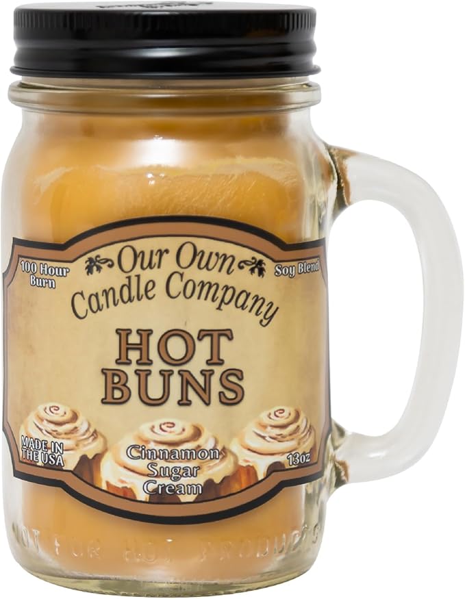 Our Own Candle Company, Hot Buns Scented Mason Jar Candle, 100 Hour Burn Time, Made in The USA - 13 Ounces - Bloomnest