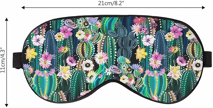 Blooming Cactus Sleep Eye Mask Cacti Succulents Colorful Abstract Cactuses Flowers Florals Men Women Sleep Mask with Adjustable Strap Eye Cover Eye Shade for Travel, Nap,Meditation - Bloomnest