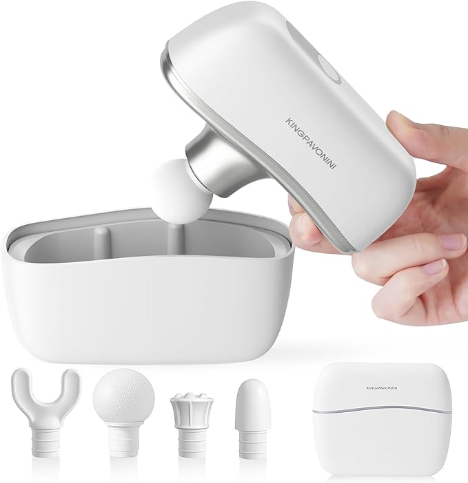 KingPavonini Mini Massage Gun with All-in-One Storage Case, Pocket-Sized Small Massage Gun Deep Tissue, 0.5 lbs Portable Percussion Massager for Travel, Gym, Gift for Women Men - Bloomnest