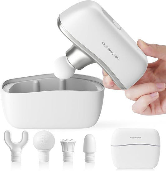 KingPavonini Mini Massage Gun with All-in-One Storage Case, Pocket-Sized Small Massage Gun Deep Tissue, 0.5 lbs Portable Percussion Massager for Travel, Gym, Gift for Women Men - Bloomnest
