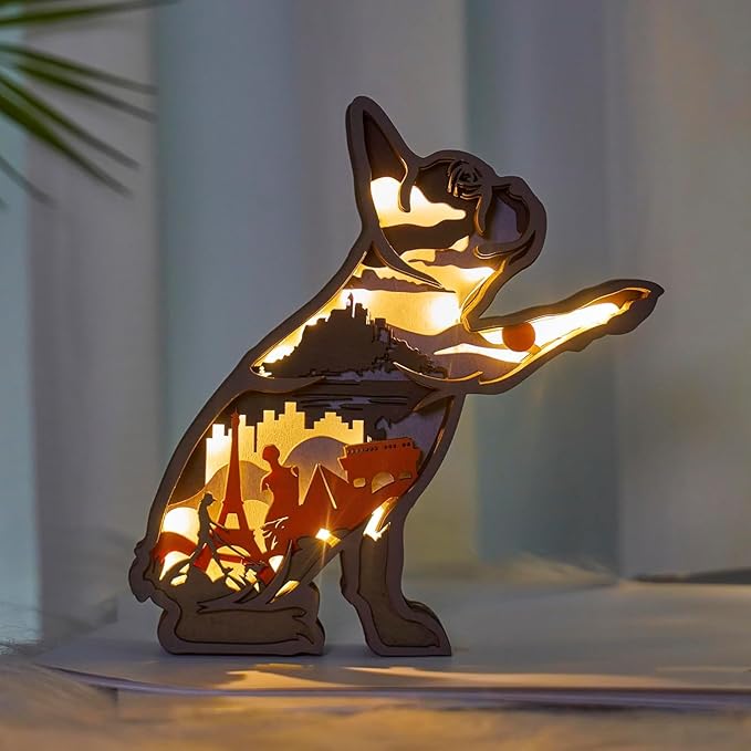 3D Wooden Animal Carving LED Night Light, Wood Carving Light, Modern Home Decoration, Decorative Tables, Cabinets, Living Rooms, Bedrooms, Offices, Farmhouses, Bookshelves, Perfect Holiday Gifts - Bloomnest