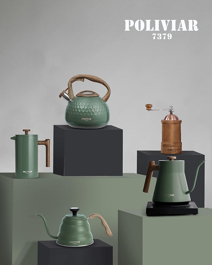 POLIVIAR Tea Kettle, 2.7 Quart Stovetop Tea Kettle, Audible Whistling Teapot, Food Grade Stainless Steel for Anti-Rust, Anti Hot Handle, Suitable for All Heat Sources (JX2020-RH30-2) - Bloomnest